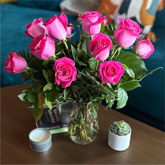 Long Stem Pink Rose Bouquet – GORDILLO'S FLOWERS AND GIFTS LLC, Mishawaka IN