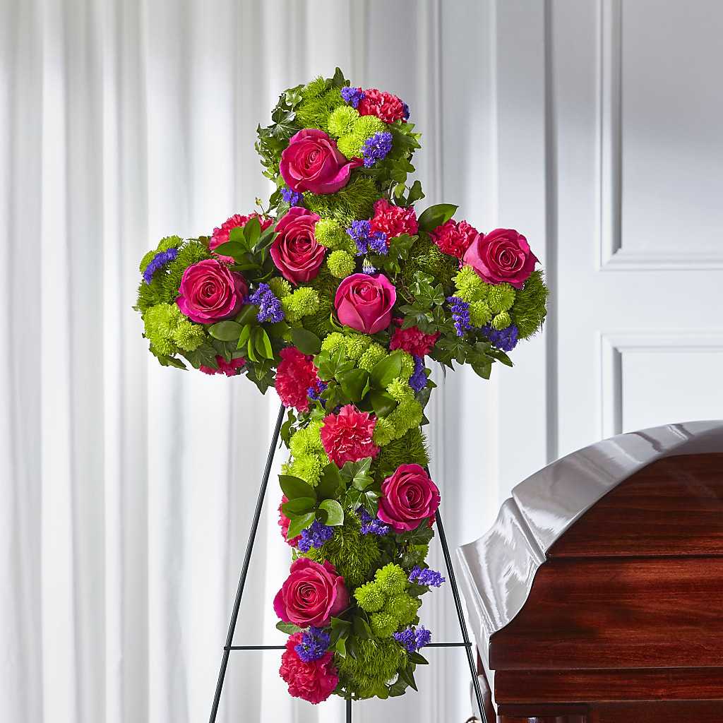 Tribute Rose Floral Cross – GORDILLO'S FLOWERS AND GIFTS LLC, Mishawaka IN