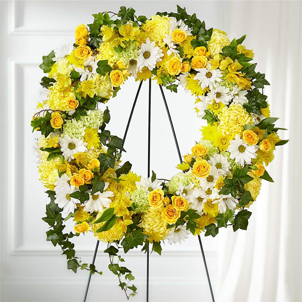 Golden Remembrance Wreath – GORDILLO'S FLOWERS AND GIFTS LLC, Mishawaka IN