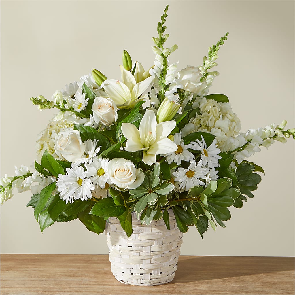 Ivory Elegance Floral Basket – GORDILLO'S FLOWERS AND GIFTS LLC, Mishawaka IN