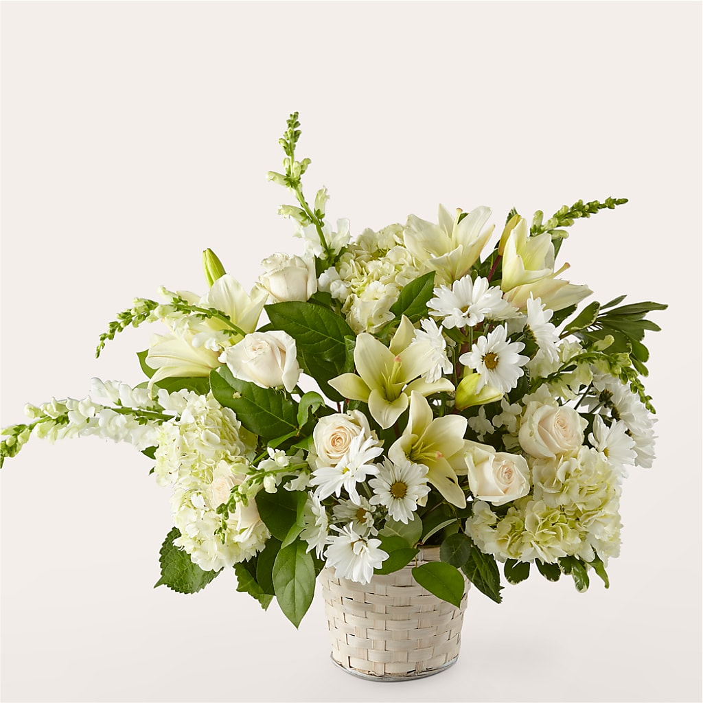 Ivory Elegance Floral Basket – GORDILLO'S FLOWERS AND GIFTS LLC, Mishawaka IN