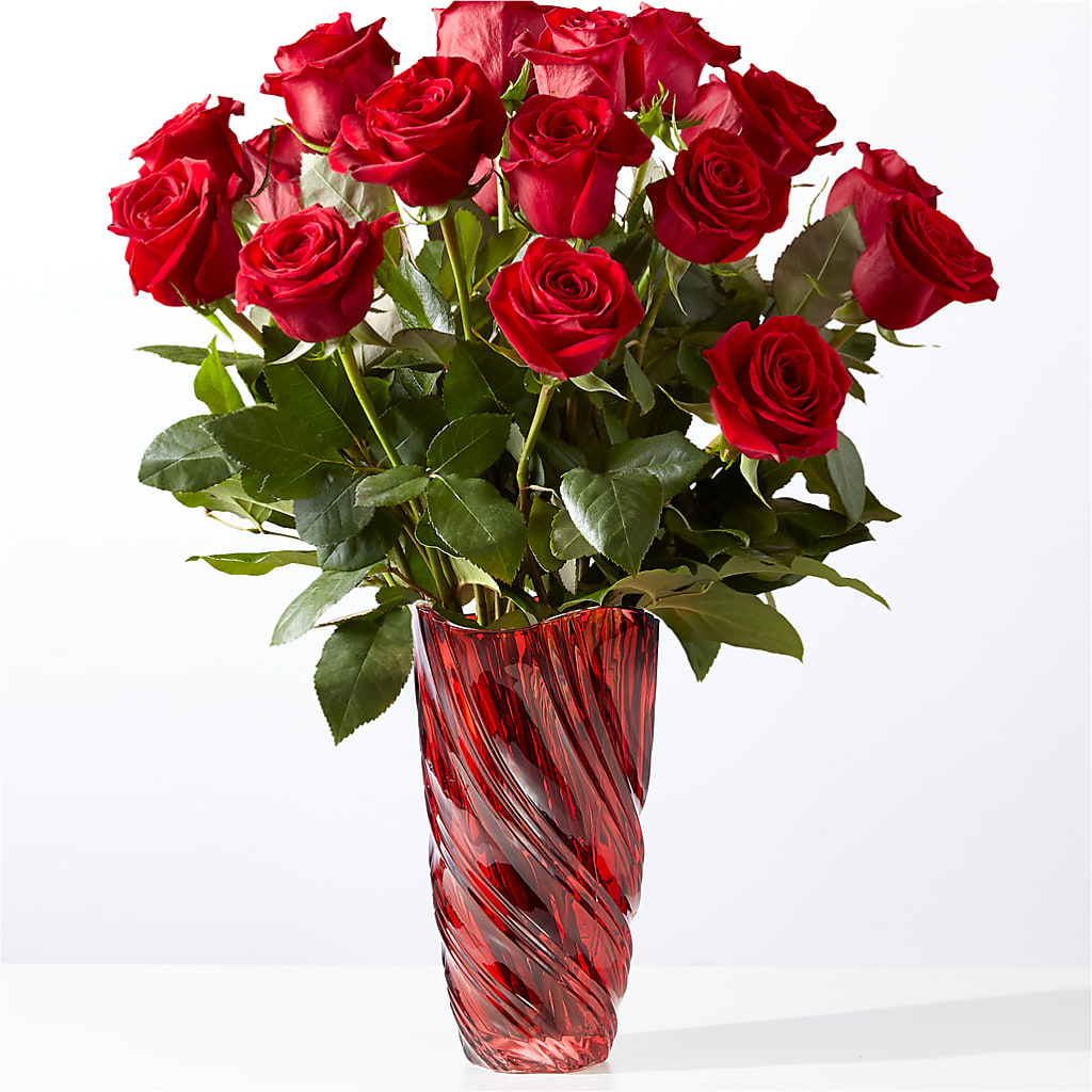 Classic Love Red Rose Bouquet with Luxe Swirl Vase – GORDILLO'S FLOWERS AND GIFTS LLC, Mishawaka IN