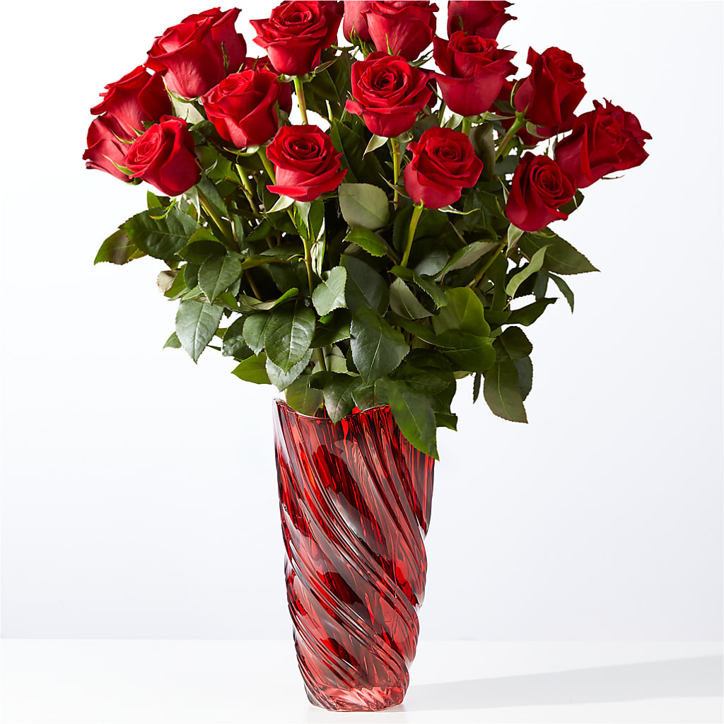 Classic Love Red Rose Bouquet with Luxe Swirl Vase – GORDILLO'S FLOWERS AND GIFTS LLC, Mishawaka IN