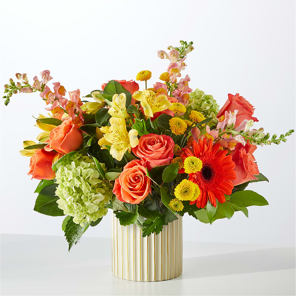 Autumn Sunshine Bouquet with Ivory Vase – GORDILLO'S FLOWERS AND GIFTS LLC, Mishawaka IN
