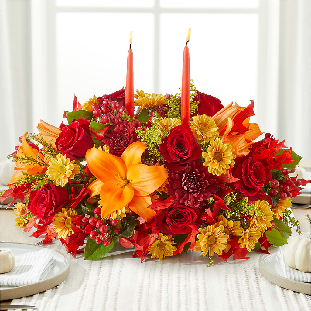 Autumn's Embrace Centerpiece – GORDILLO'S FLOWERS AND GIFTS LLC, Mishawaka IN