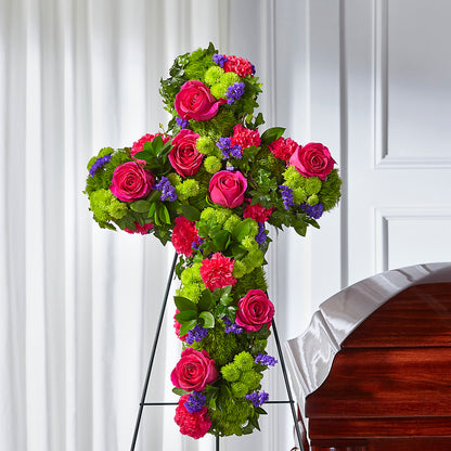Tribute Rose Floral Cross – GORDILLO'S FLOWERS AND GIFTS LLC, Mishawaka IN