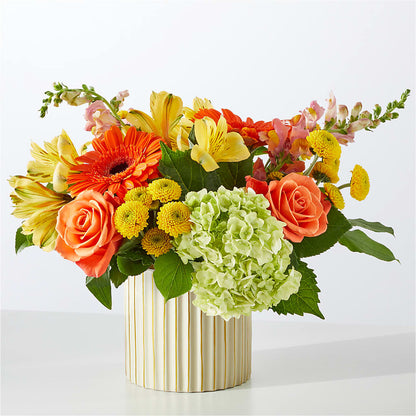 Autumn Sunshine Bouquet with Ivory Vase – GORDILLO'S FLOWERS AND GIFTS LLC, Mishawaka IN