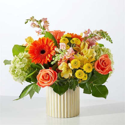 Autumn Sunshine Bouquet with Ivory Vase – GORDILLO'S FLOWERS AND GIFTS LLC, Mishawaka IN