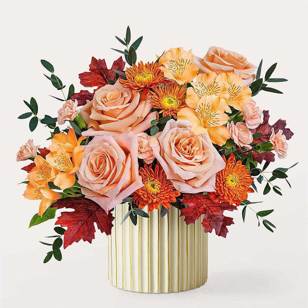 Spiced Latte Bouquet with Ivory Vase – GORDILLO'S FLOWERS AND GIFTS LLC, Mishawaka IN