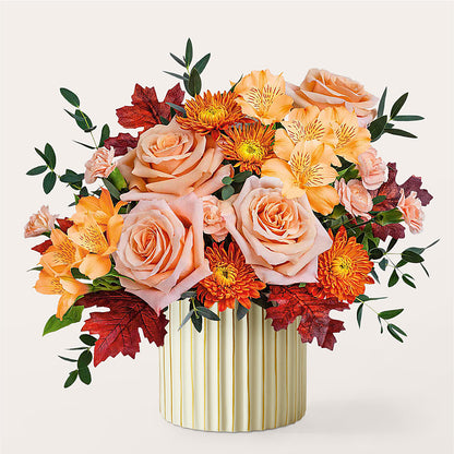 Spiced Latte Bouquet with Ivory Vase – GORDILLO'S FLOWERS AND GIFTS LLC, Mishawaka IN