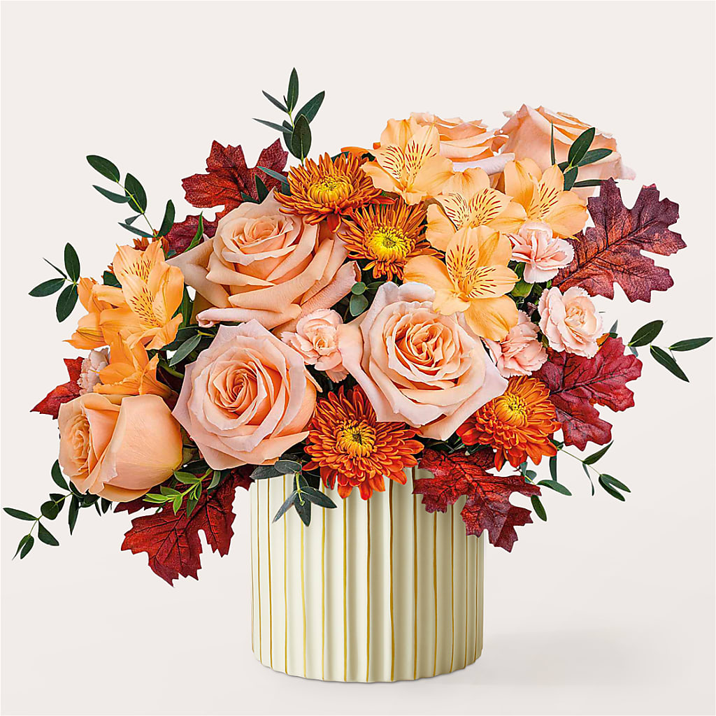 Spiced Latte Bouquet with Ivory Vase – GORDILLO'S FLOWERS AND GIFTS LLC, Mishawaka IN