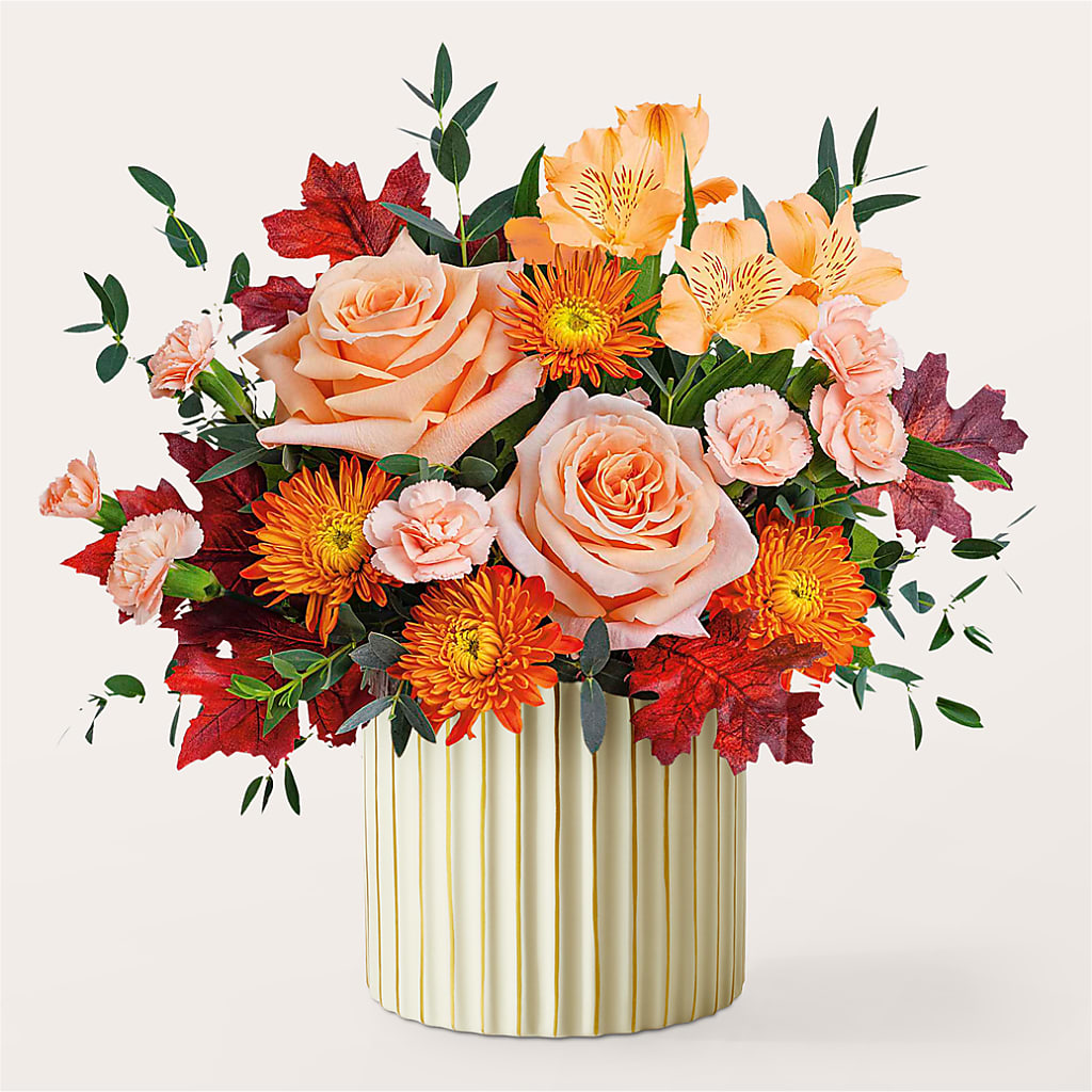 Spiced Latte Bouquet with Ivory Vase – GORDILLO'S FLOWERS AND GIFTS LLC, Mishawaka IN