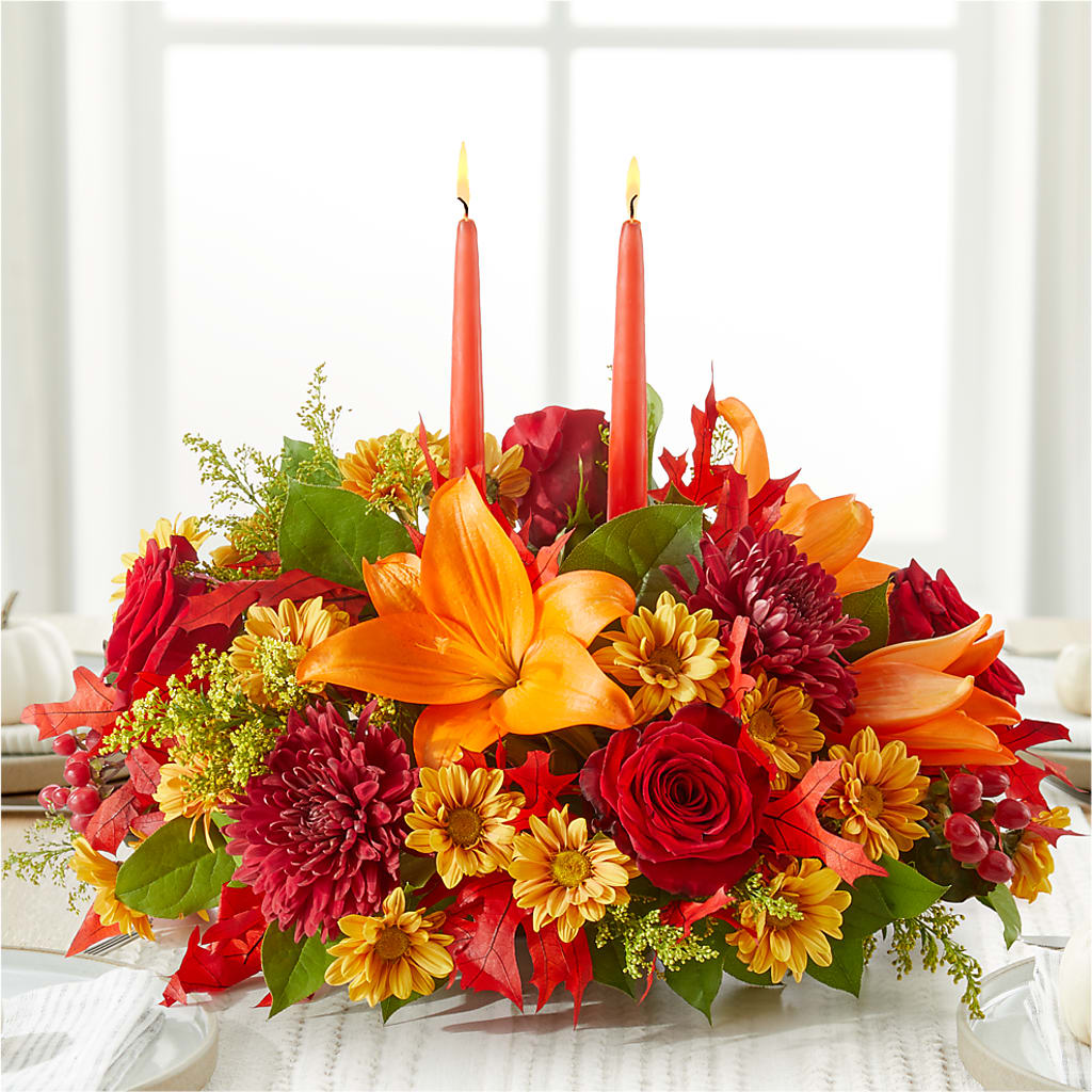 Autumn's Embrace Centerpiece – GORDILLO'S FLOWERS AND GIFTS LLC, Mishawaka IN