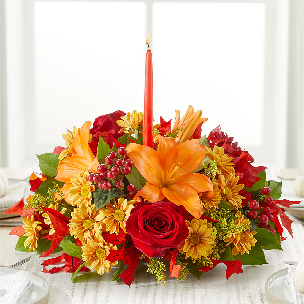 Autumn's Embrace Centerpiece – GORDILLO'S FLOWERS AND GIFTS LLC, Mishawaka IN